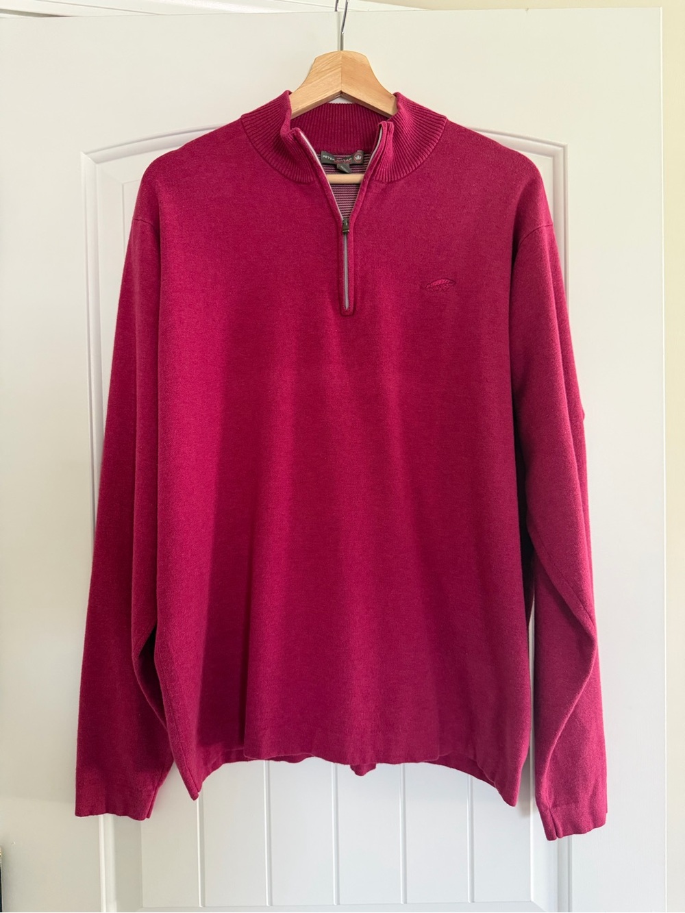 Peter Millar Men's Quarter-Zip Sweater Pullover Crimson Size XL Golf Casual